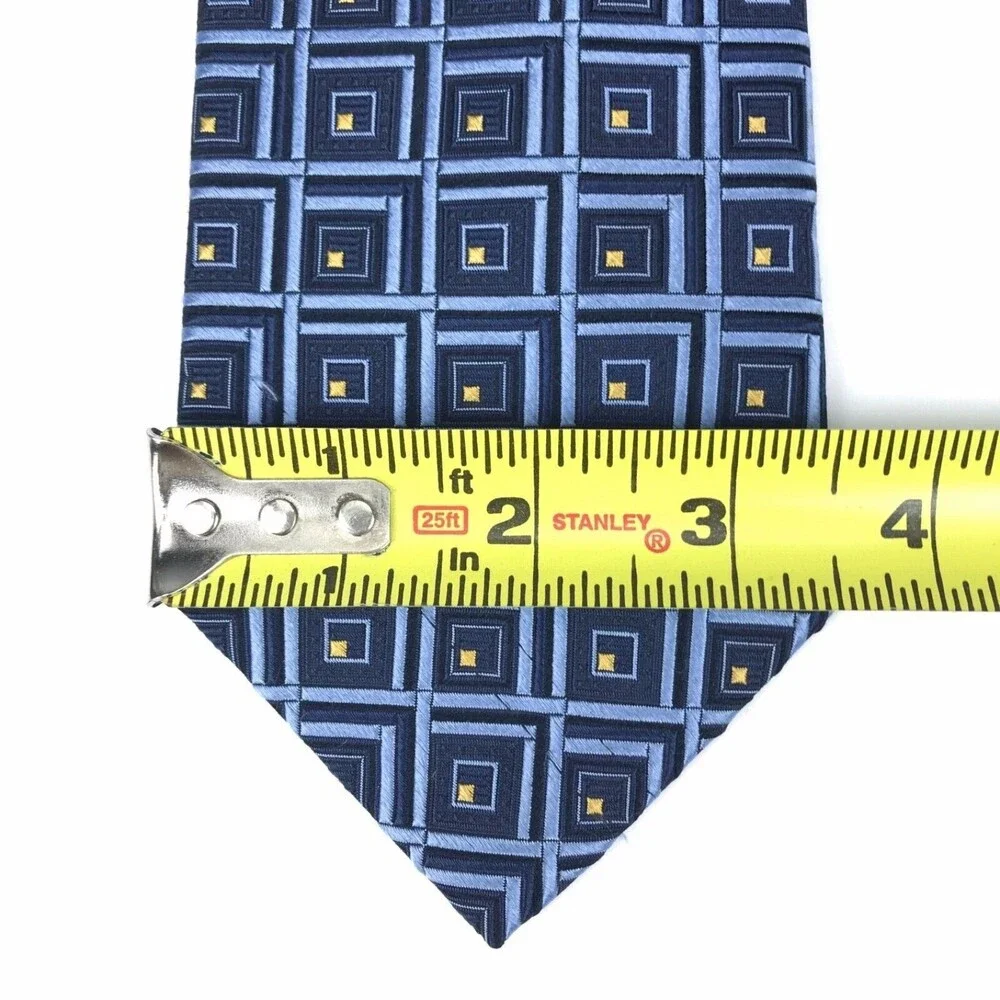 READ Jos. A. Bank Men's Tie Silk Blue Yellow Foulard Elegant Business Necktie 59